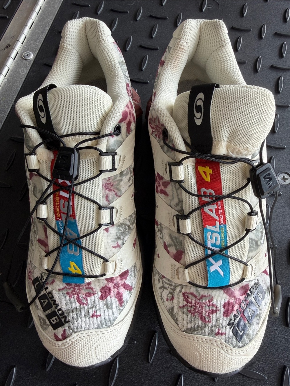 Salomon Cream & Pink Floral Trail Sneakers